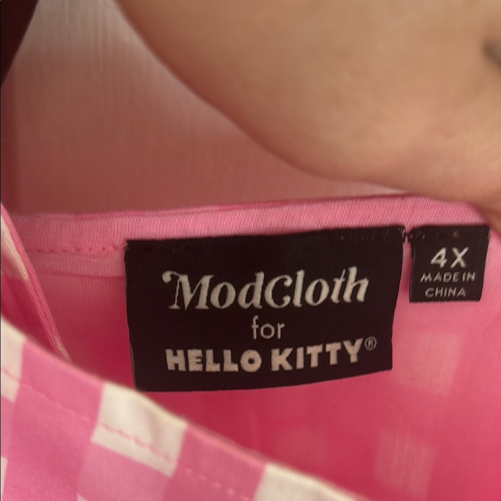 Mod Cloth x Hello Kitty Pink Checkered Dress with Bow NWT - Picture 8 of 8